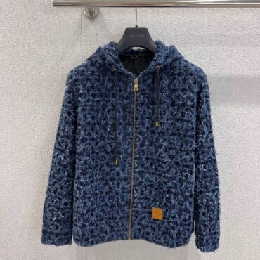 LV Flocked Monogram Denim Hoodie