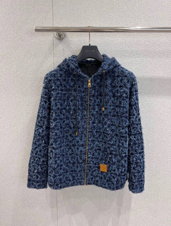 LV Flocked Monogram Denim Hoodie